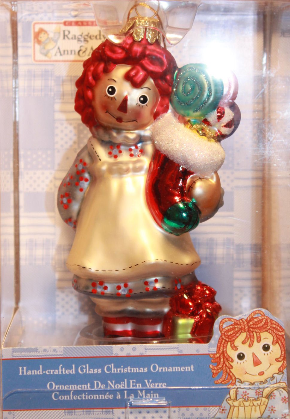 Amazon.com: Kurt Adler Glass Raggedy Ann Stocking Ornament, 5-Inch